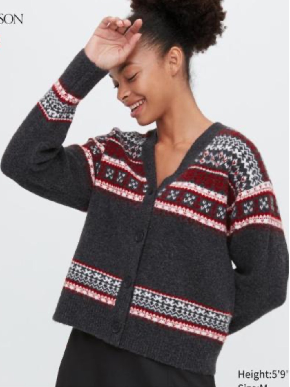 JW Anderson x Uniqlo Yarn Fair Isle Button Up Wool Blend Boxy Preppy Cardigan M